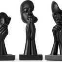 3 Pcs Black Decor Prayer Statues, Modern Prayer of Peace Figurines Shelf Decor Accents, Abstract Art Sculpture Home Decorations for Living Room Bedroom Office Bookshelf Coffee Table, Gifts for Women