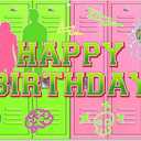 96x60inch Fabric Green and Pink Happy Birthday Backdrop Cheerleading American High School Lockers Photography Background Halloween Party Decorations Photo Props