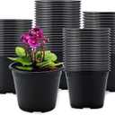 KINGLAKE 100 Pcs 4" Plastic Plants Pots Black