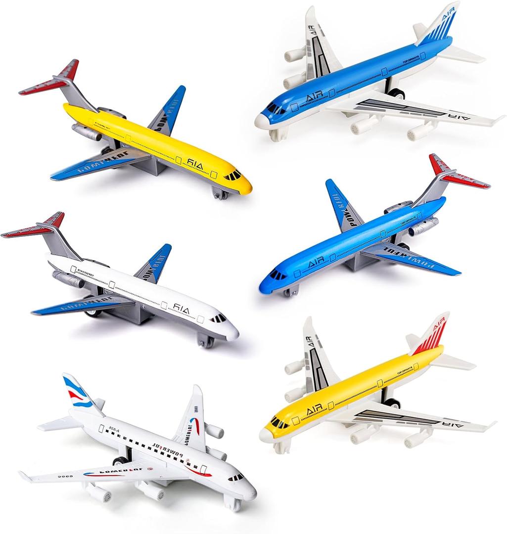 Airplane Toys, Metal Plane Pull Back Airplane Toys for 3 4 5 6 Years Old Boys Girls, Die Cast Aircraft Plane Models, Kids' Play Vehicles Aeroplane Airplanes for Kids Birthday Gifts (6P)