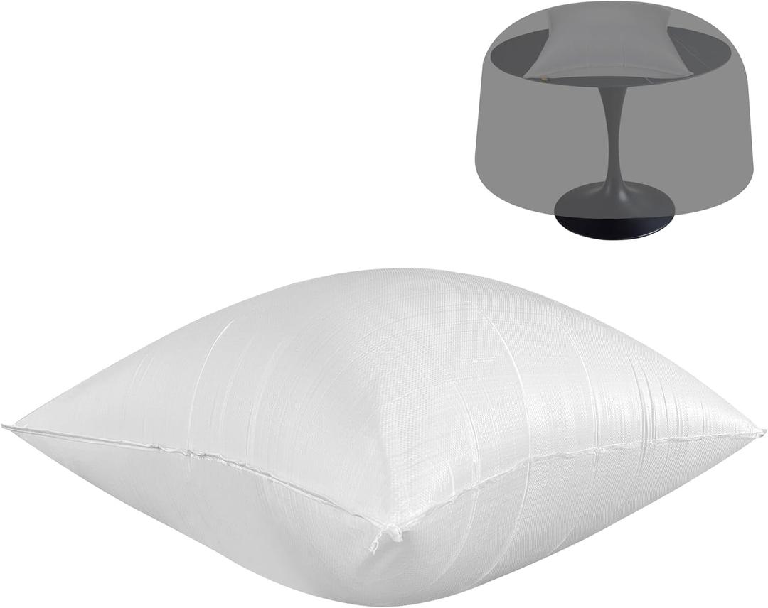 Adnee 34 x 26 Inch Patio Furniture Cover Airbag-Rectangle PP Patio Table Cover Air Pillow-Inflatable Outdoor Furniture Cover Support Prevents Leaves,Water and Snow Pooling (White)