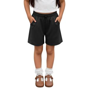 Custoneei Girls' Bermuda Shorts, Black, 9-10 Years