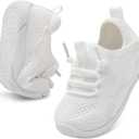 relxfeet Toddler Boys Girls Shoes Little Kids Sneakers Lightweight Breathable Slip on Walking Tennis Shoes (White)