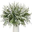 24Pcs Norfolk Pine Branches Stems 13.5" Artificial Pine Needles Sprigs Norfolk Pine Garland Accessories Vase Fillers Winter Fake Christmas Tree Picks Greenery Sprays for DIY Wreaths (24, Frost)