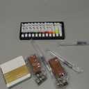 Mini Watercolor Paint Set Portable, Travel Grid Paint Palette Box with Binder Clips Include Paint, Brush*3 and Picture Album Art Materials Coloring Markers for Travel, Creative Drawing Kit for Beginners and Art Enthusiasts(Brown Wood-S)