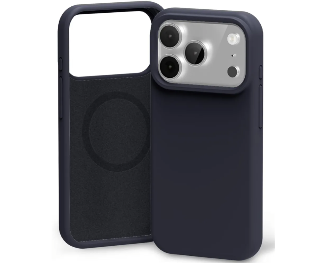 GOOSPERY Liquid Silicone Case Compatible with Magsafe, iPhone 17 Pro, Silky-Soft Touch Full Body Protection Shockproof Cover Case with Soft Microfiber Lining - Navy