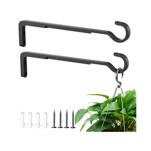 10 Inch 2 Pack Black Heavy Duty Outdoor Plant Hangers for Hanging Baskets, Iron Hanging Plant Brackets for Hanging Plants Outside, Metal Plant Hooks Plant Wall Hooks for Hanging Lantern, Bird Feeder