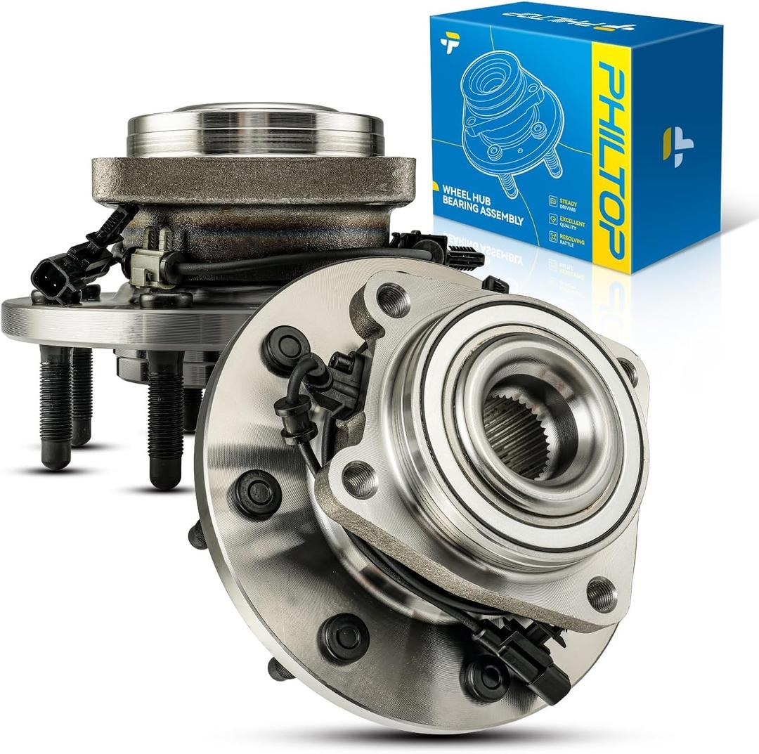 PHILTOP 515145 4WD Front Wheel Hub Assembly Fit for Chevrolet Silverado 2500 HD 2011-2019, GMC Sierra 2500 HD 2011-2019, Chevrolet Silverado 3500 HD 2011-2019, 8 Lugs Wheel Hub Bearings W/ABS 2pcs
