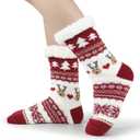BenSorts Women Winter Thick Slipper Socks with Grippers Non Slip Warm Fuzzy Socks Christmas Gifts (Red)