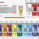 MEEDEN Heavy Body Acrylic Paint - Basic Satin Finish 12 x 60ml (2 oz) Color Paint Set for Adults - Rich Pigment Halloween Art Craft Paints for Fabric Rock Canvases Pumpkin Painting