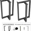 Metal Table Legs 28 inch Height x 24 inch Wide with Adjustable Protector Feet, Industrial & Rustic Style Heavy Duty Metal Furniture Legs for Desk/Table, (Bear Up to 800lb), Black, T-Shape Set of 2