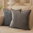 JUSPURBET 28x28 Pillow Covers Set of 2 Decorative Throw Pillow Covers Case for Couch Sofa Bed Soft Velvet Cushion Covers with Hidden Zipper for Home Decor Living Room,Gray