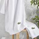 Lacoste Sport Stripe 6-Piece Luxury Cotton Towel Set Made with 100% Soft Supima Cotton, Absorbent & Quick-Drying, Includes 2 Bath Towels, 2 Hand Towels, 2 Washcloths, White