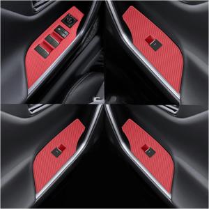 Temmis 4PCS Car Door Window Switch Panel Cover for Toyota 2020-2025 RAV4 / RAV-4 / Wildlander, Auto Interior Decor Accessories Armrest Trim Silicone Style Kit-Red