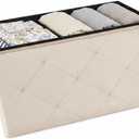 DUMOS 43 Inch Folding Storage Ottoman Bench, Large Ottoman with Storage, 15"D x 43"W x 15"H