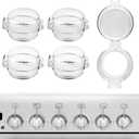 BOXOB 5pcs Universal Stove Knob Safety Covers, 2.36in Clear Oven Knob Safeguards Baby Proof Lock Child Safety Heat Resistant Protective Cover for Gas & Electric Burner
