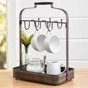 The Lakeside Collection Farmhouse Metal Coffee Mug Rack (Bronze)