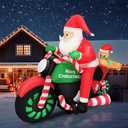 6FT Christmas Decoration Inflatable Santa Riding Motorcycle with Gingerbread Man Lighted Blow Up Santa Claus Outdoor Decor for Holiday, Party, Yard, Lawn, Garden, Winter Festive Display Fun