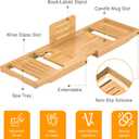 Bathtub Tray Caddy,Premium Bamboo Expandable Bath Tub Trays Table, Foldable Bathroom Accessories,Great House Warming, Anniversary and Birthday Gifts,Natural