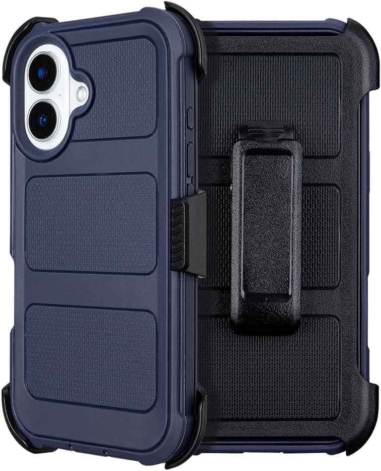 Saiboro for iPhone 17 Belt Clip Case Holster with Stand, Shockproof Heavy Duty Rugged, 2 Layers of Sturdy for iPhone Case 17,for Protective iPhone 17 Case Defender(Blue)