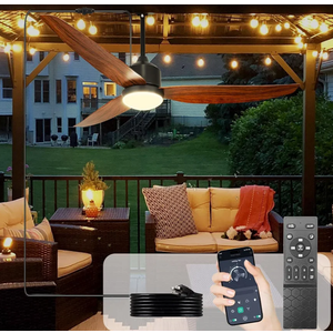 Farmhouse Ceiling Fans with Lights, 60 inch Outdoor Ceiling Fan for Patios with Light, 3 Blades Wood Ceiling Fan Damp Rated Large Airflow Commercial Ceiling Fans for Exterior House Porch Gazebo, Dark Walnut