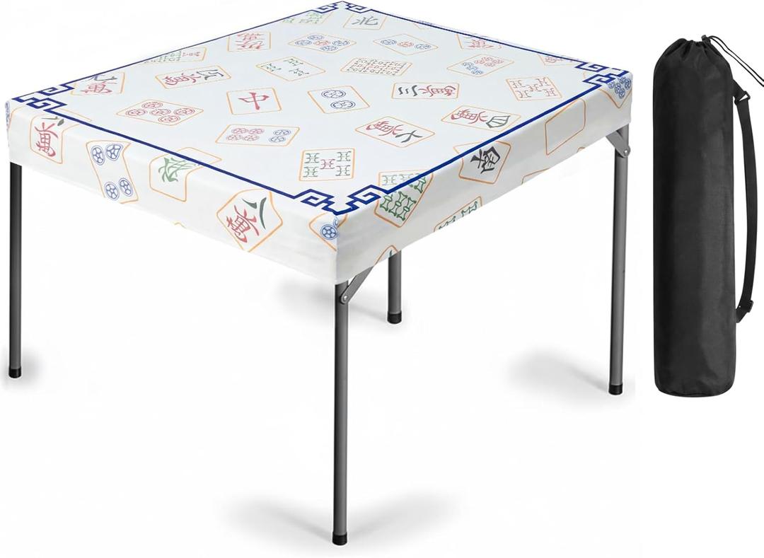 EBOOT Chinoiserie Felt Mahjong Table Cover with 1 Carrying Bag Anti-Slip Felt Mahjong Table Clothing 34 x 34 x 4 Inch Noise Reduction Multi Purpose Game Tablemat for Card Poker Jigsaw Puzzles Games