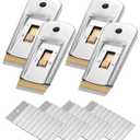 Bates- Metal Razor Blade Scraper Tool, 4 Pack, 40 Extra Carbon Steel Blades, Stainless Steel Heavy-Duty Cleaning Razor Scraper Tool