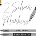ARTISTRO 2 Silver Acrylic Paint Markers - 0.7mm Extra Fine-Tip Metallic Paint Pens - Perfect for Crafting, Art Projects, & More