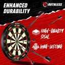 Ruthless Hot Shot Dart Board | Endurance Round Wire Sisal Dartboard Set Including 2 sets of Steel Tip Darts, Product Dimensions 17.72"W x 17.72"H