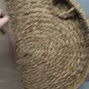 Large 27.6 Inches Rattan Round Serving Tray with Handles Round Braided Bankuan Basket with Handles for Decorative Coffee Table Fruit Bread