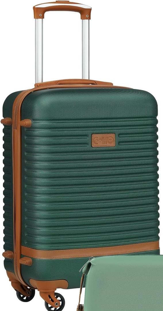 Coolife Suitcase 1 Piece Luggage Set Carry On Travel Luggage TSA Lock Spinner Wheels Hardshell Lightweight Luggage Set(Dark Green)