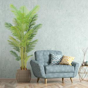 Artificial Palm Tree 7ft with White Pot, Realistic Leaves and Adjustable Branches and 18 Trunks, Faux Plants Indoor Tall - Ideal for Home Decor in Living Rooms, Offices, and Bedrooms (7FT Palm Tree)