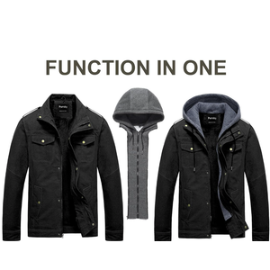 Pursky Men's Military Jacket Casual Washed Cotton Hooded Canvas Coat Fall Coat
Size XL