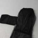 Women Wedding Long Maxi Puffy Tulle Skirt Floor Length A Line with Bowknot Belt High Waisted for Wedding Party Evening(Black, Small-Medium)