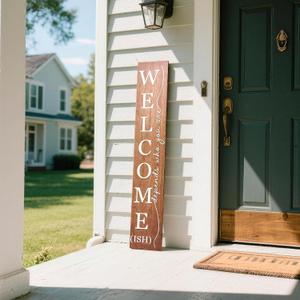 Welcome Porch Wooden Sign Decor,Rustic Porch Standing Decorative Signs,Vertical Plaques for Front Door,Farmhouse Outdoor Indoor Welcome Decoration-47.2"HBrown