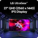 LG 27GR83Q-B 27-inch Ultragear QHD (2560x1440) IPS Gaming Monitor, 240Hz, 1ms, DisplayHDR 400, G-Sync AMD FreeSync Premium, HDMI 2.1 DisplayPort, 4-Pole HP Out DTS GP:X, Tilt/Height/Pivot Stand, Black