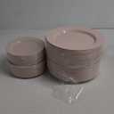 FLOWERCAT 200PCS Pink Plastic Plates Disposable Plates for Party - Heavy Duty Plastic Plates - 100 10" Pink Dinner Plates and 100 7" Pink Salad Plates for Weddings, Easter Parties,Mother's Day