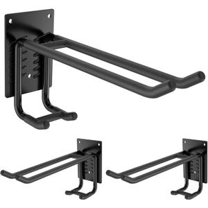 Tanzfrosch 2 Pack Garage Hooks Heavy Duty 10 INCH Two-Tier Steel Shed Wall Mount Workshop Garage Storage Organizer Hooks for Hanging Garden Tool, Hose, Ladder, Chairs, Bikes with Anti-Slip Coating