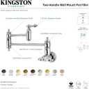 Kingston Brass KS3106AL Restoration Wall Mount Pot Filler Kitchen Faucet, Polished Nickel