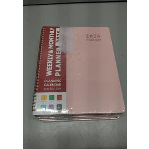5 x 2026 Planner, Weekly and Monthly Calendar Planner, January 2026 - December 2026, Hardcover 2026 Calendar Book with Tabs For Women & Men, Inner Pocket, Spiral Bound, Perfect for Office Home School Supplies - A4 (8.5" x 11"), Pink