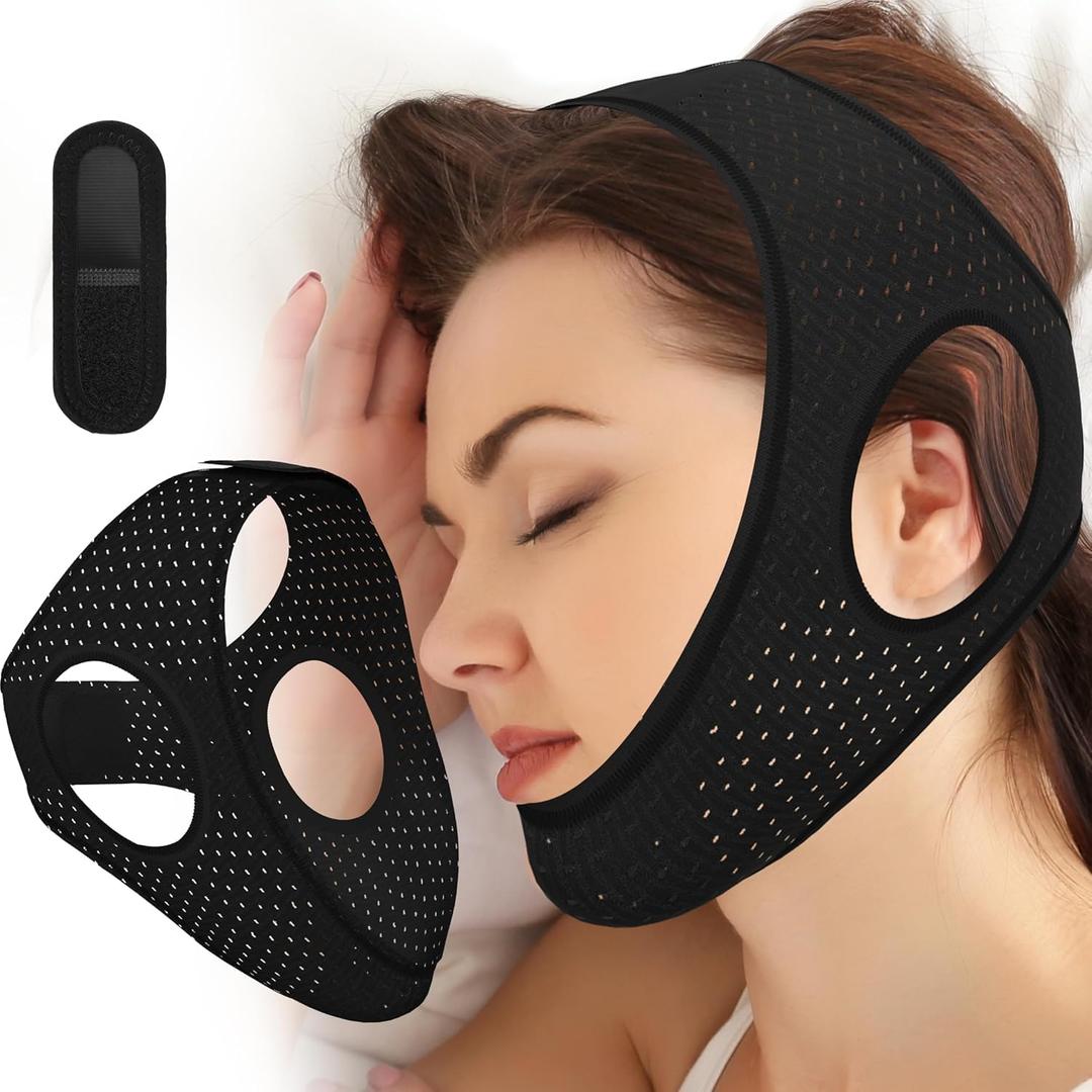 Chin Strap for Sleeping, Effective Anti Snoring Devices, Airflow Jaw Strap for Sleep Apnea Breathable and Comfortable, Adjustable Anti Snoring Chin Strap for Men and Women-TGY