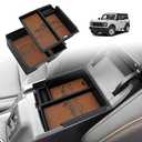 TripleAliners Center Console Organizer Compatible with 2021-2024 Ford Bronco(no for Sport) Accessories Bronco 2/4-Door Center Console Storage Box ABS Material with Leather Trim(V2_Brown)Won't Fit 2025