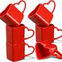 Domensi 6 Pcs 11.8 oz Valentines Heart Shaped Mugs Bulk Red Heart Coffee Cup Valentine Ceramic Mug with Handle Love Tea Cup Gift for Romantic Valentines Wedding Anniversary Couple Lover Decoration