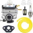 FitBest Carburetor Kit for Ryobi RY251PH RY252CS RY253SS RY254BC 25cc 2-Cycle String Trimmers MTD 753-06258A  Includes Fuel Filter, Fuel Line, Spark Plug  Ideal for Brush Cutters, and Cultivators
