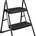 Cosco Lightweight Two Step House Step Stool for Easy Reaching and Cleaning - Non-Marring Leg Tips, Slip Resistant Steps, Stable Rear Leg Support (Black)