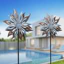 Outdoor Wind Spinner with Garden Stake 62.99" Metal Two-Way Wind Sculptures Solar Color Changing Lights Large Windmills for Garden,Patio,Yard,Lawn Decor Gifts Blade