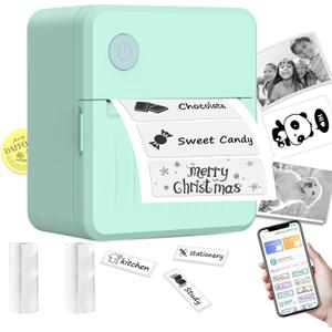 Rotema Label Maker Machine with Tape  Bluetooth Thermal Label Printer, Label Maker Machine,Mini Sticker Maker for Home, Office, School & Small Business, Includes 2 Rolls of Label Paper (mint green)