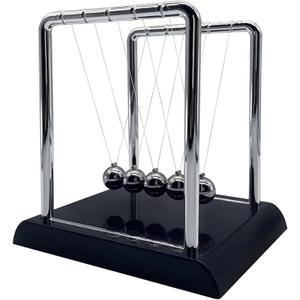 Newtons Cradle Balance Balls,Pendulum Balls with Black Base,Newtons Cradle Pendulum,Desk Decor for Men,Physics Toys,Metal Creative Ornament Crafts,Mind Bending Desk Sculpture - Large Black