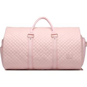Convertible Carry on Garment Bag for Women,Leather Garment Bags for Travel with Shoe Pouch 2 in 1 Hanging Suitcase Suit Bag for Women Travel Bags for Women Duffle Bag Garment Bag Gifts for Women Pink