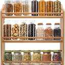 FoverOne 3 Tier Bamboo Spice Rack, Seasoning Jars Rack Shelf Spice Organizer for Kitchen Countertop or Wall Mounting, 5.11" D x 15.74" W x 16.53" H